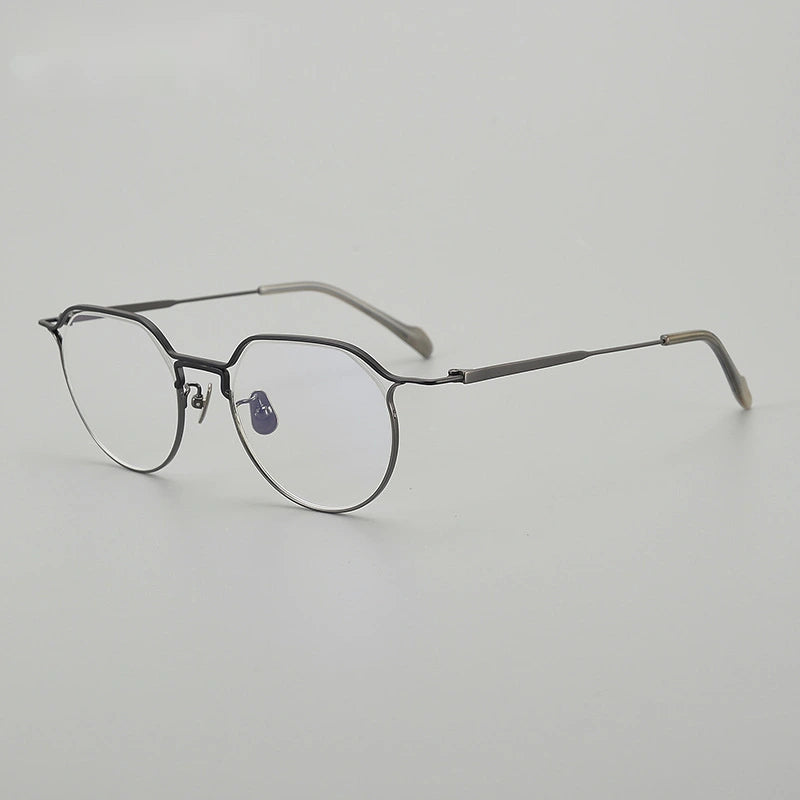 Chashma Women's Full Rim Flat Top Oval Titanium Acetate Eyeglasses 190037 - Black-Gray