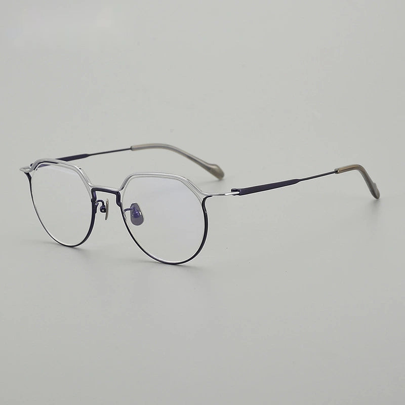 Chashma Women's Full Rim Flat Top Oval Titanium Acetate Eyeglasses 190037 - Blue-Silver