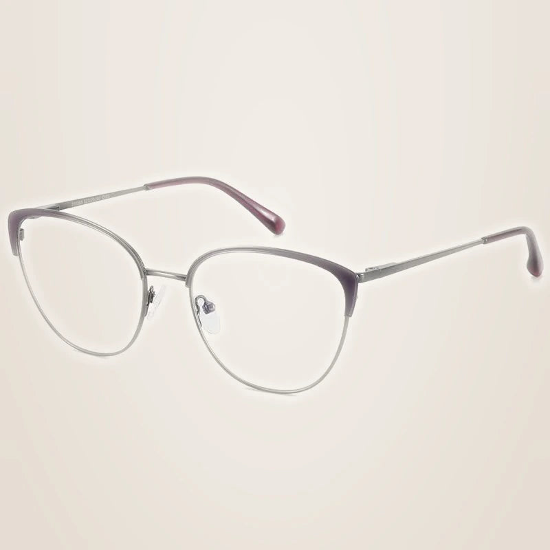 Chashma Women's Full Rim Oval Cat Eye Alloy Eyeglasses 310393 - Gray Purple