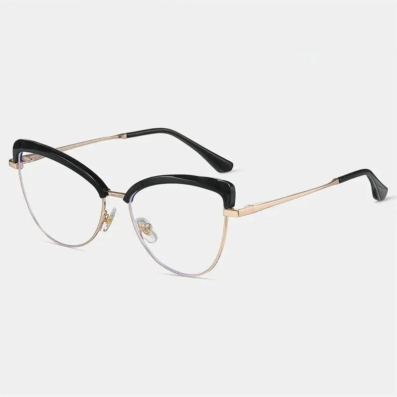 Chashma Women's Full Rim Oval Cat Eye Tr 90 Steel Eyeglasses 687274 - Black