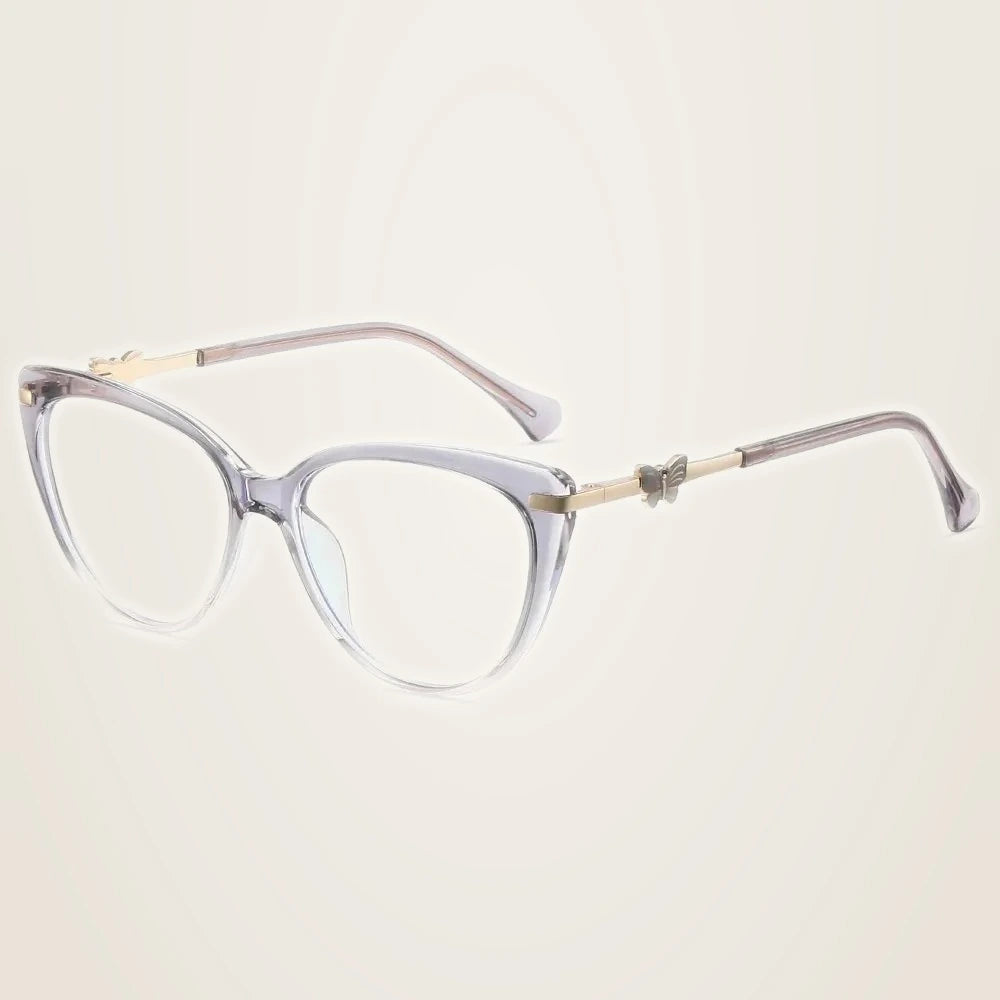 Chashma Women's Full Rim Oval Cat Eye Tr 90 Titanium Eyeglasses 723005 - Gradient Gray