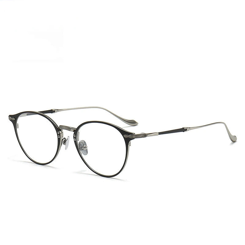 Chashma Women's Full Rim Round Titanium Acetate Eyeglasses 883112 - Black-Silver