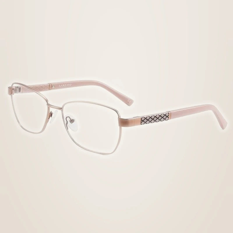 Chashma Women's Full Rim Square Alloy Acetate Eyeglasses 7010 - Pink Temple