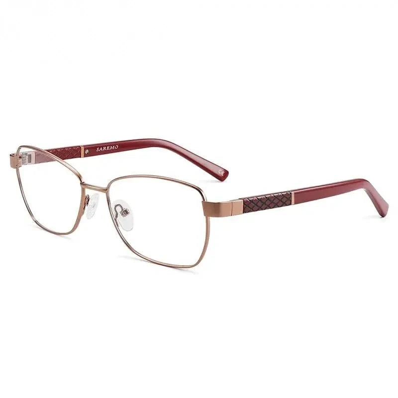 Chashma Women's Full Rim Square Alloy Acetate Eyeglasses 7010 - Red Temple