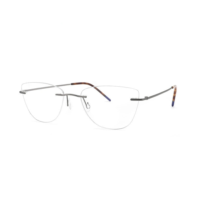Chashma Women's Rimless Cat Eye Titanium Eyeglasses 889016 - Gray