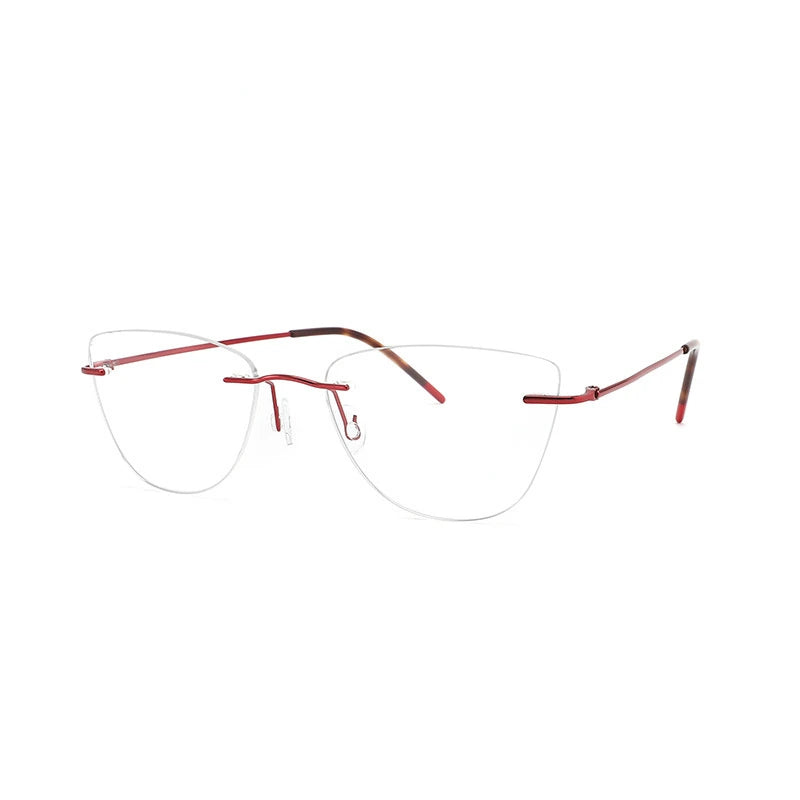 Chashma Women's Rimless Cat Eye Titanium Eyeglasses 889016 - Red