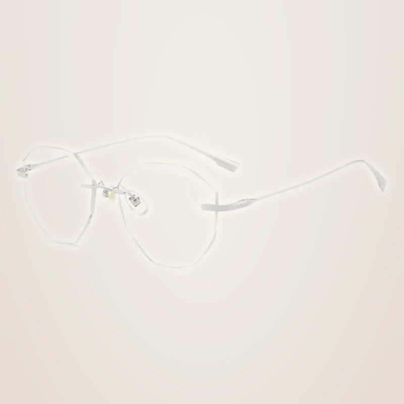 Chashma Women's Rimless Irregular Round Titanium Eyeglasses Tinted Lenses 99219 - Silver
