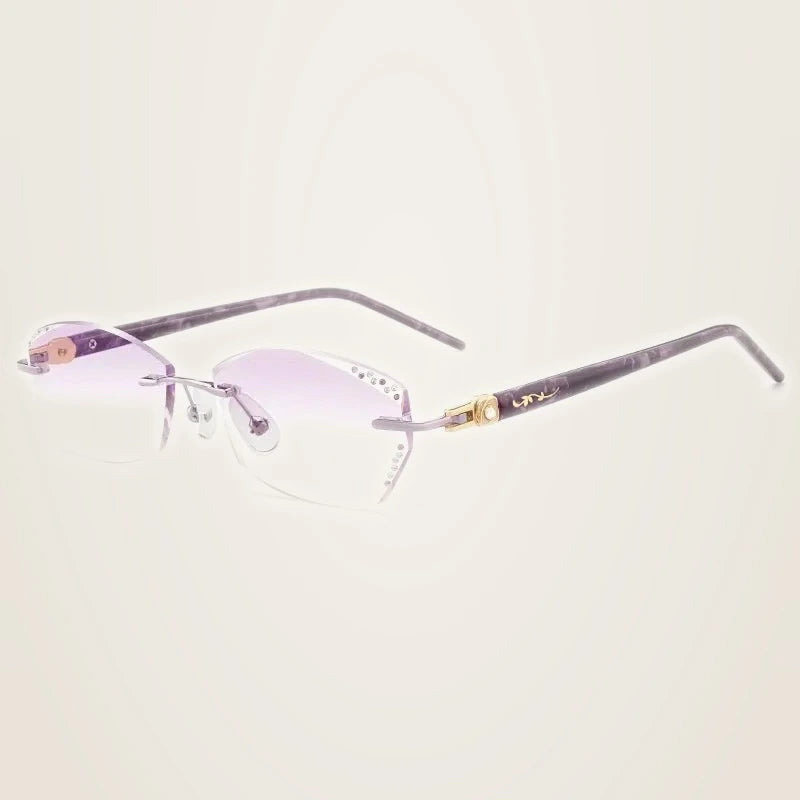 Chashma Women's Rimless Oval Butterfly Titanium Eyeglasses 669158 - Purple-Gradnt Purple
