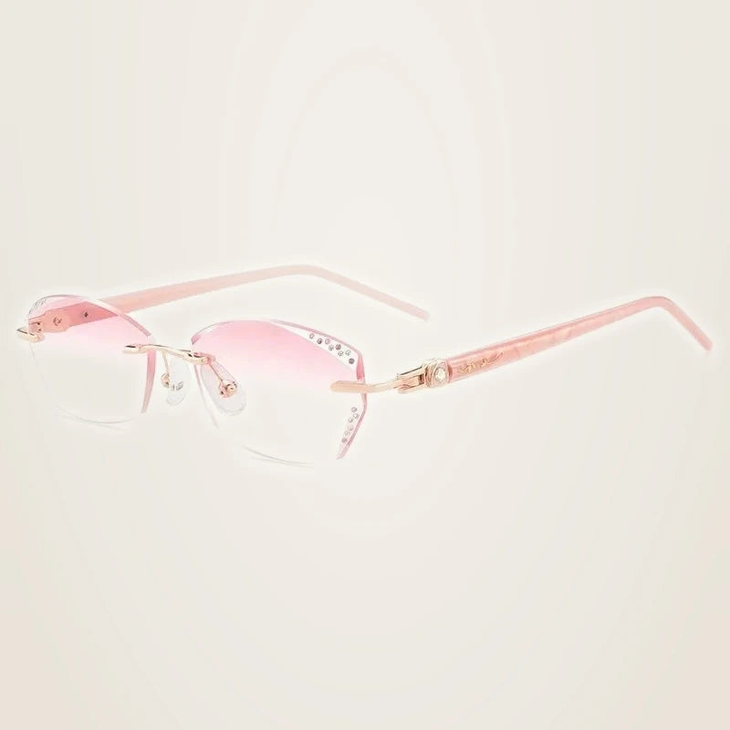 Chashma Women's Rimless Oval Butterfly Titanium Eyeglasses 669158 - Rose Gold-Grd Pink