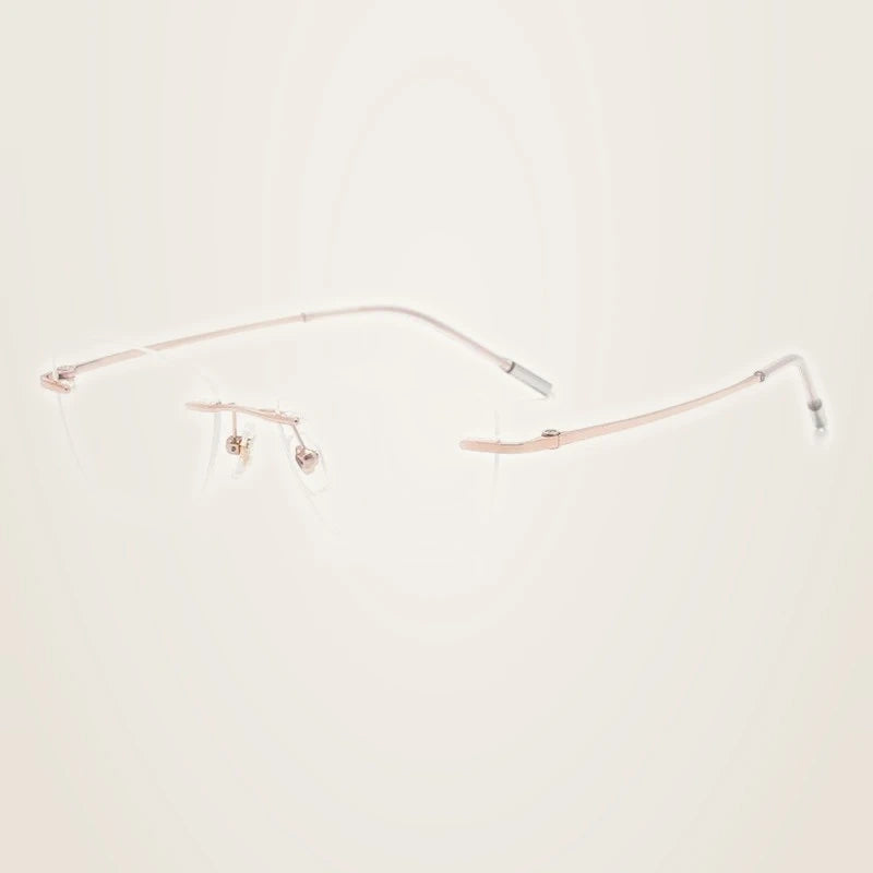 Chashma Women's Rimless Oval Cat Eye Titanium Reading Glasses 941022 - Rose Gold / Progressive / 1.67|Anti Blue Ray + Photo Brown