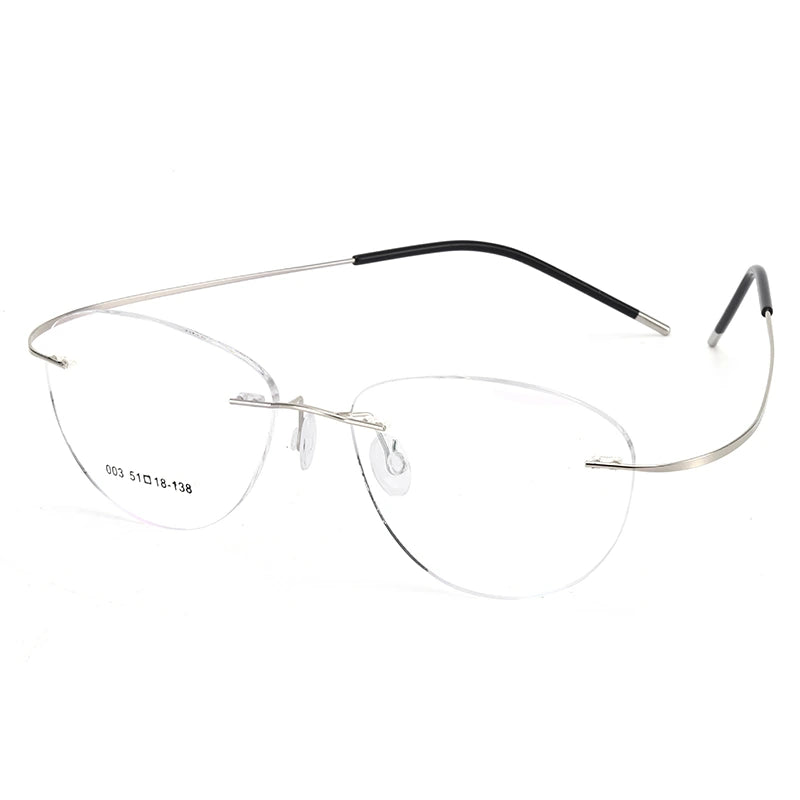 Chashma Women's Rimless Oval Cat Eye Titanium Eyeglasses 881003 - Silver
