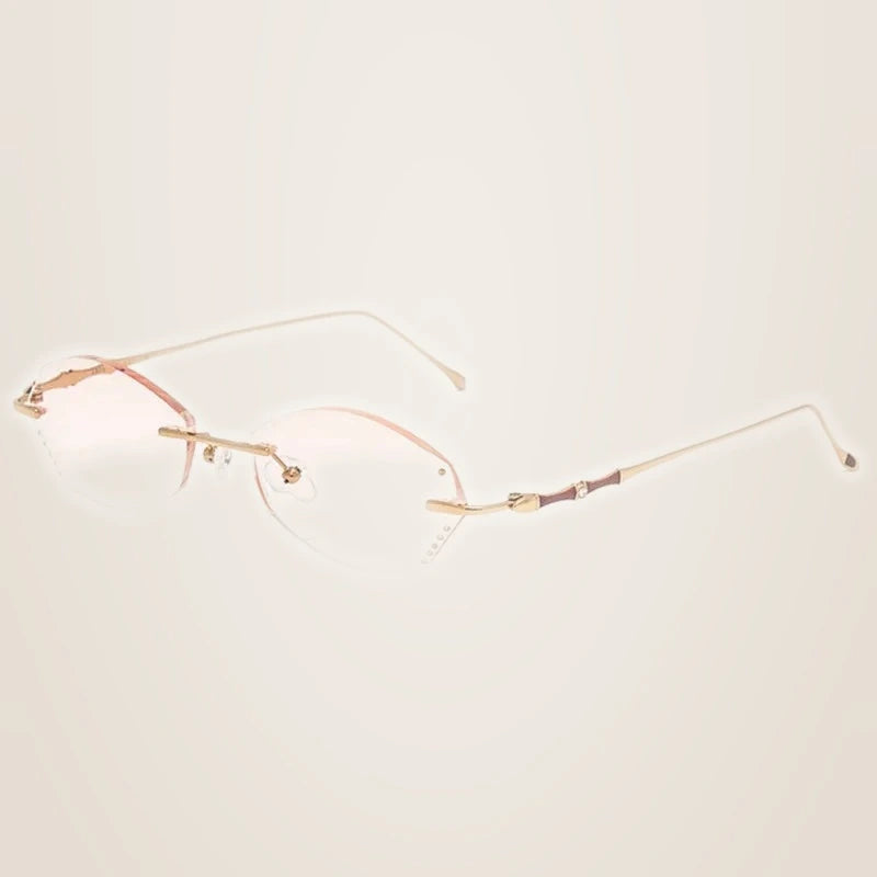 Chashma Women's Rimless Oval Rectangle Titanium Eyeglasses 287913 - 2889 Gold Red
