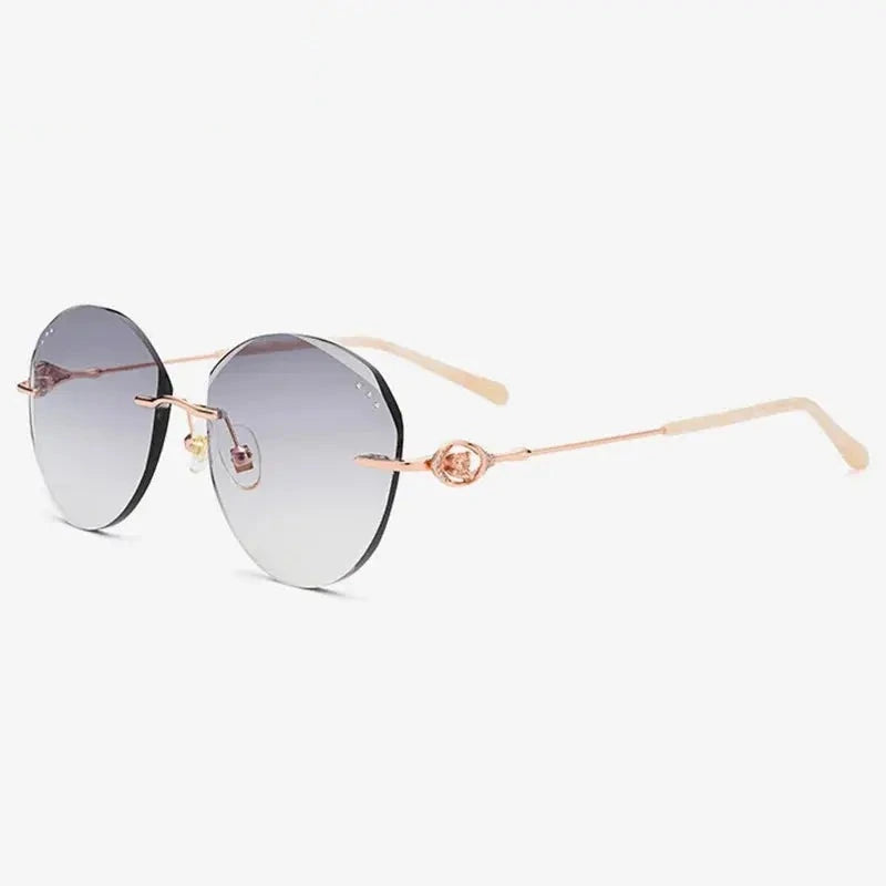 Chashma Women's Rimless Oval Round Cat Eye Titanium Eyeglasses 698170 - Gradient Gray
