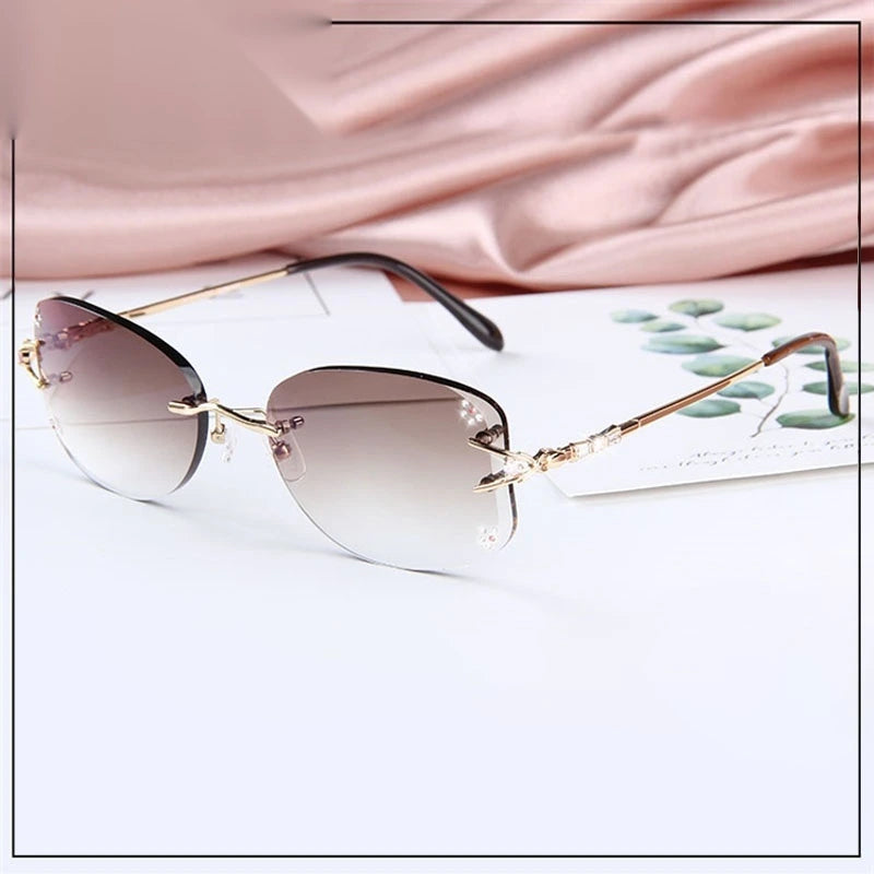 Chashma Women's Rimless Oval Square Titanium Eyeglasses 100697 - Gold