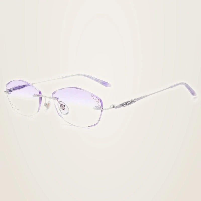 Chashma Women's Rimless Oval Square Titanium Eyeglasses 699142 - SIlver Purple-Purple