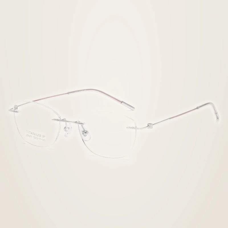Chashma Women's Rimless Oval Square Titanium Reading Glasses 96071 - Silver Wine Red / Single Version / 1.61|Anti Blue Ray