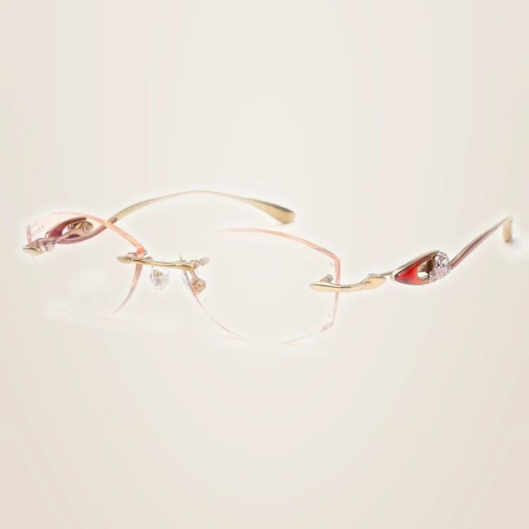 Chashma Women's Rimless Oval Titanium Eyeglasses P208 - Lenses no Flower