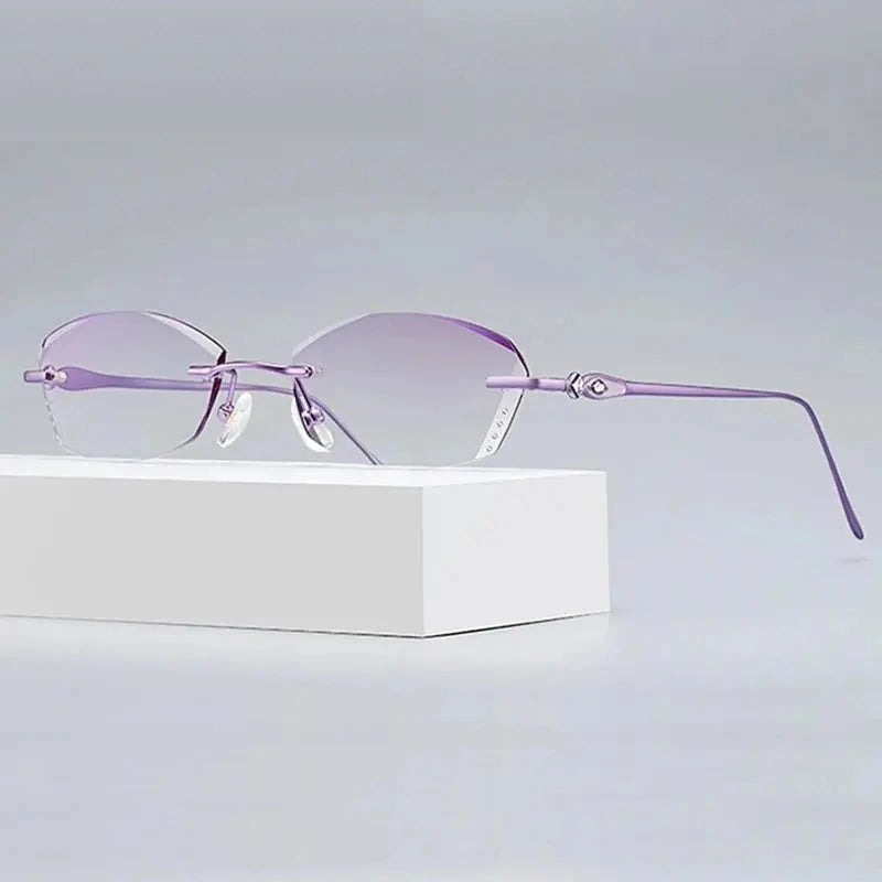 Chashma Women's Rimless Square Butterfly Titanium Eyeglasses 698037 - PUrple