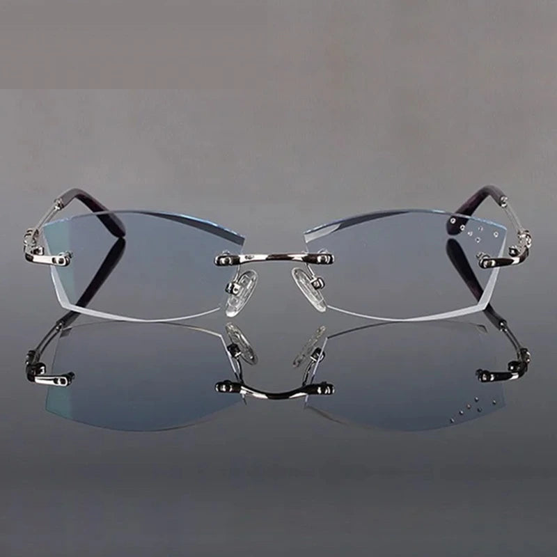 Chashma Women's Rimless Square Cat Eye Titanium Eyeglasses 771005 - Silver