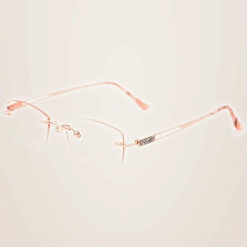 Chashma Women's  Rimless Square Titanium Eyeglasses 6048 - Brown Lenses