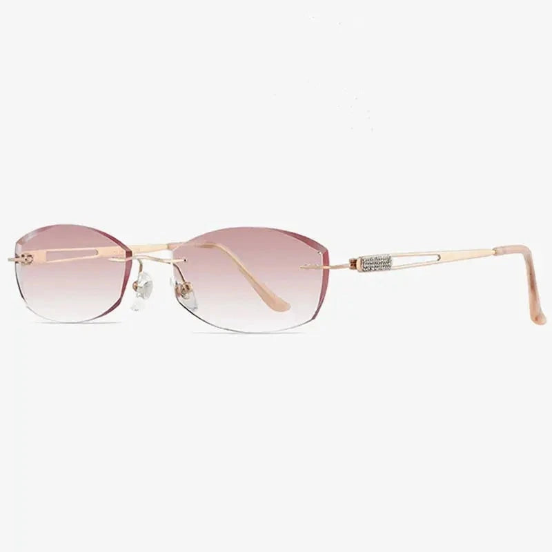 Chashma Women's  Rimless Square Titanium Eyeglasses 6048 - Gray Red Lenses