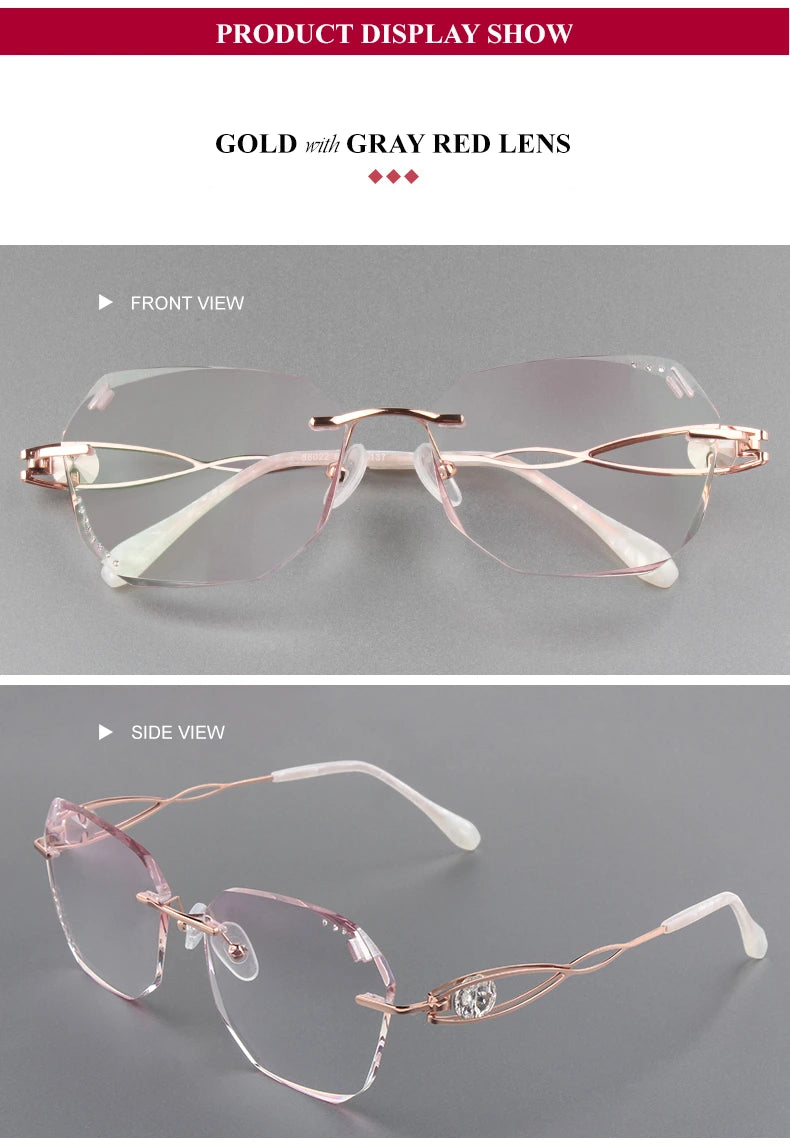 Chashma Women's Rimless Square Titanium Eyeglasses 88023 - Size Chart