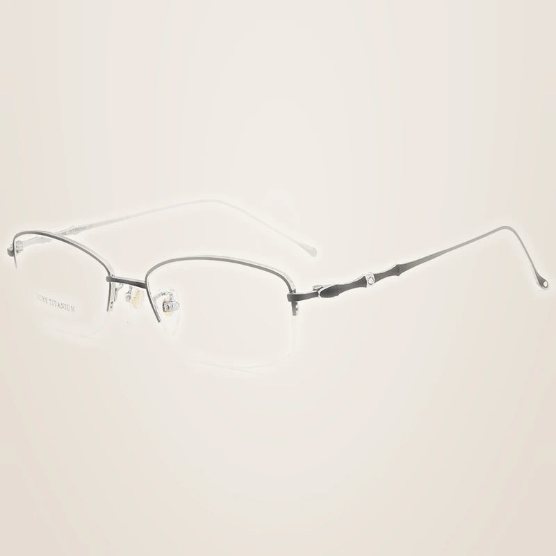 Chashma Women's Semi Rim Oval Square Titanium Eyeglasses 888331 - Black Silver