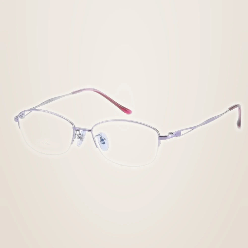 Chashma Women's Semi Rim Oval Square Titanium Eyeglasses 770662 - PURPLE