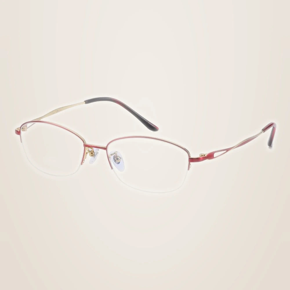 Chashma Women's Semi Rim Oval Square Titanium Eyeglasses 770662 - Red