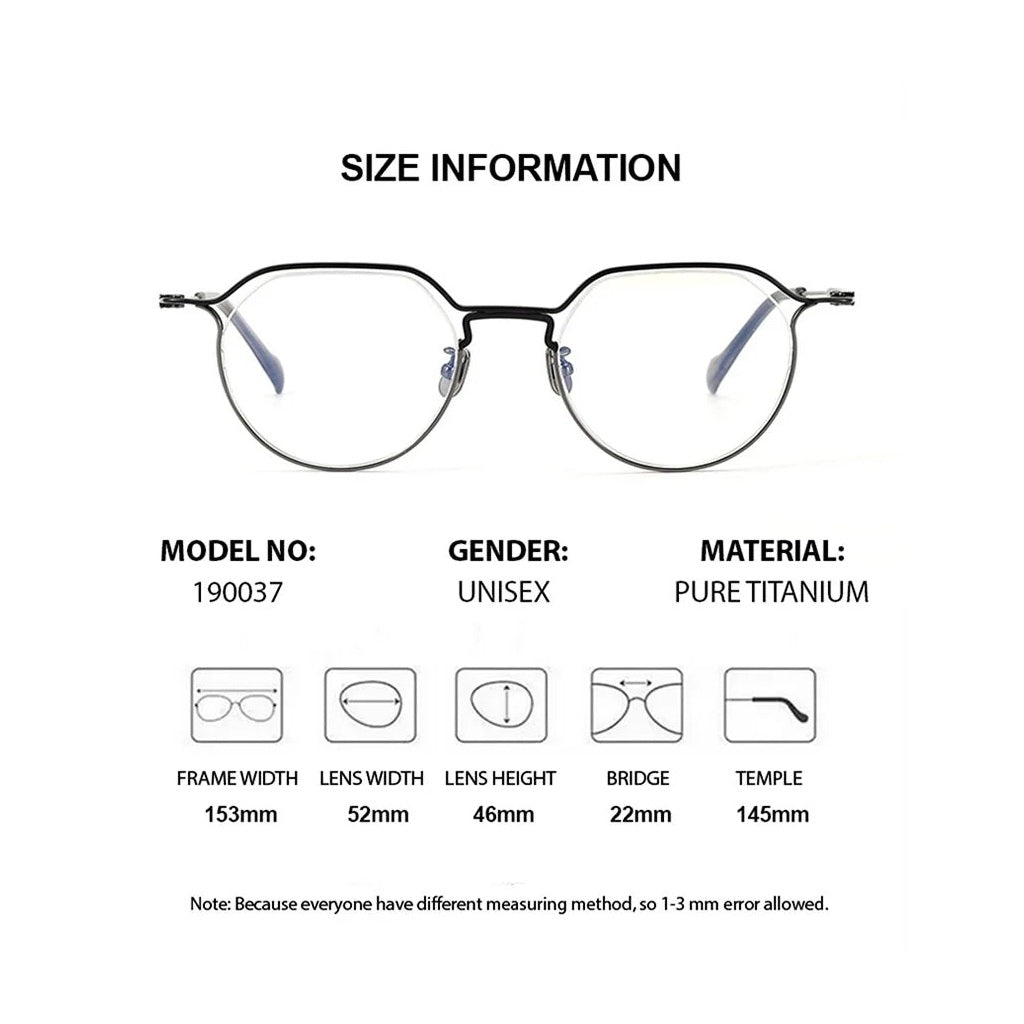 Chashma 190037 Eyeglasses — Frame Dimensions and Sizing Chart