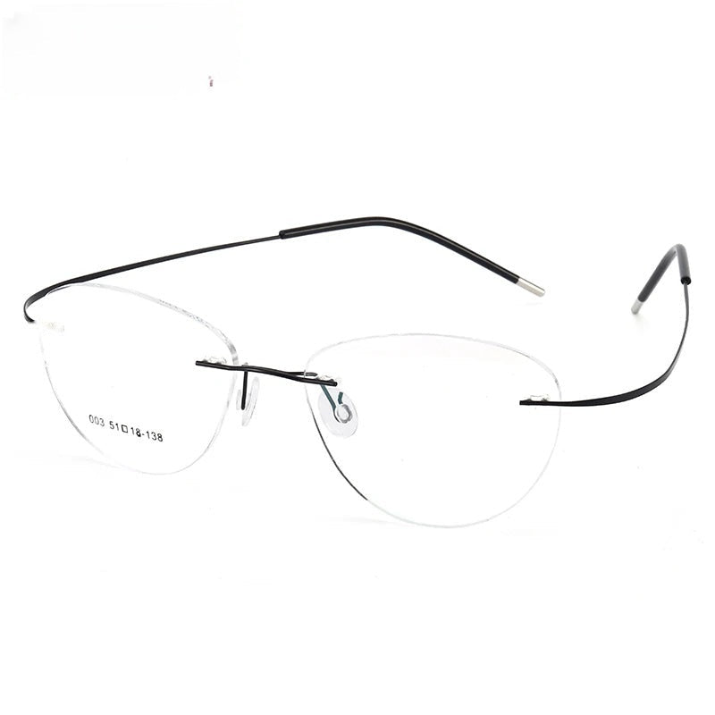 Chashma Ottica Unisex Rimless Triangle Oval Titanium Eyeglasses 003