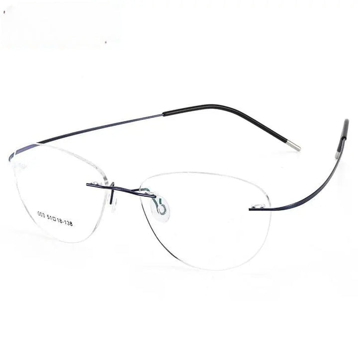 Chashma Ottica Unisex Rimless Triangle Oval Titanium Eyeglasses 003
