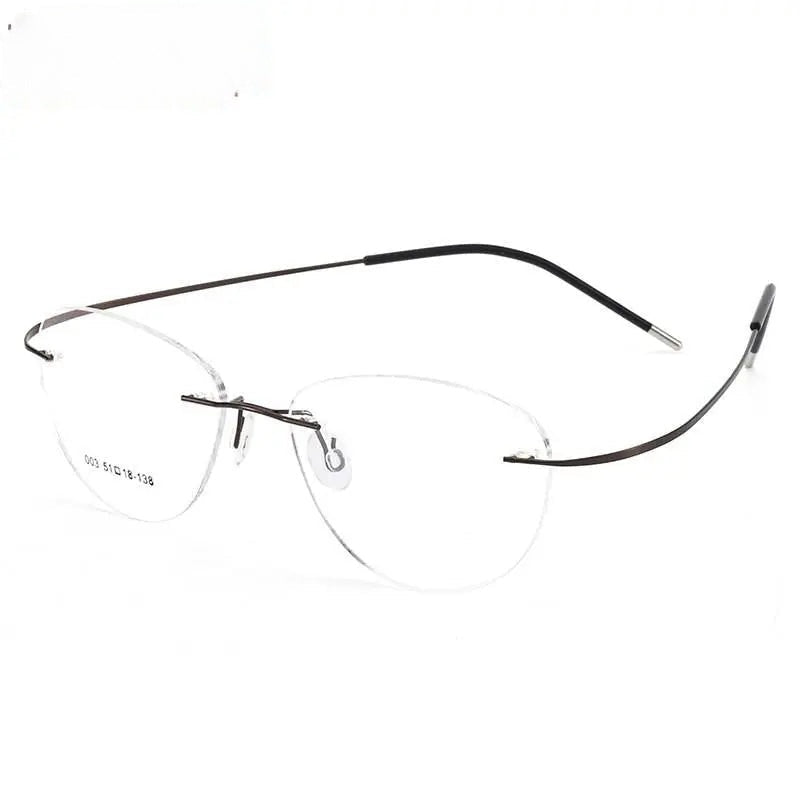 Chashma Ottica Unisex Rimless Triangle Oval Titanium Eyeglasses 003