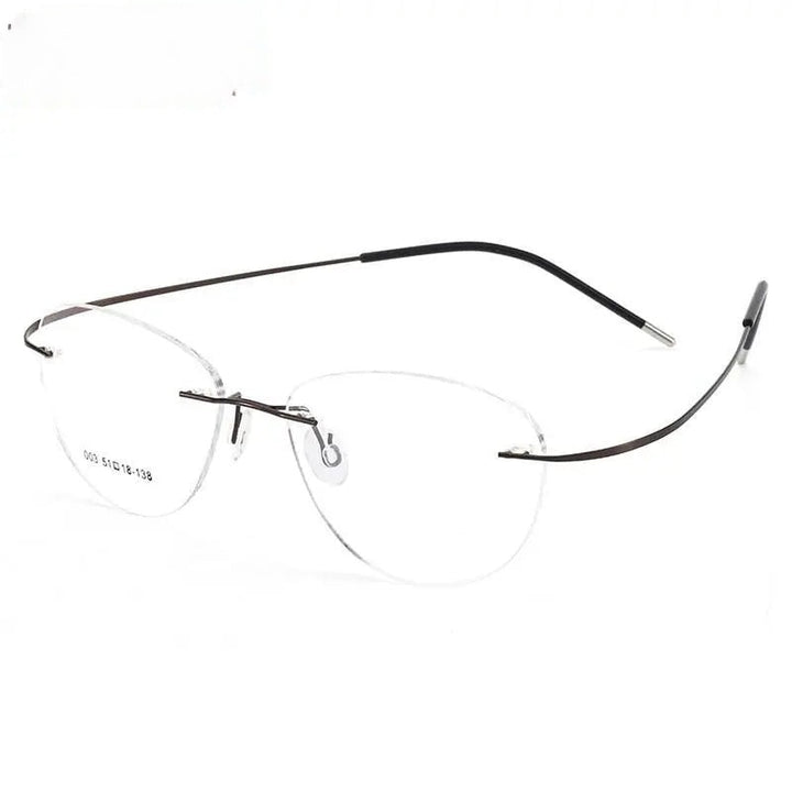 Chashma Ottica Unisex Rimless Triangle Oval Titanium Eyeglasses 003