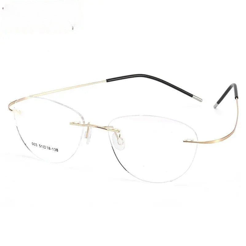 Chashma Ottica Unisex Rimless Triangle Oval Titanium Eyeglasses 003