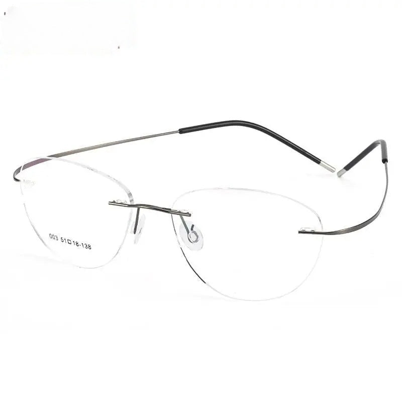 Chashma Ottica Unisex Rimless Triangle Oval Titanium Eyeglasses 003