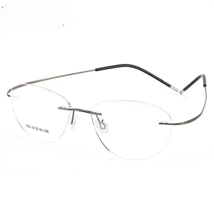 Chashma Ottica Unisex Rimless Triangle Oval Titanium Eyeglasses 003