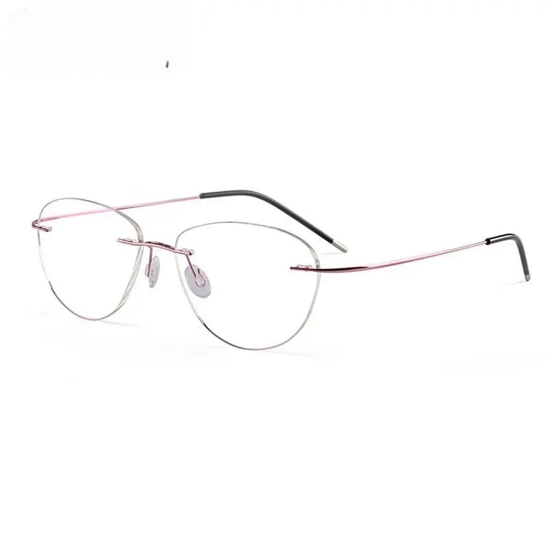 Chashma Ottica Unisex Rimless Triangle Oval Titanium Eyeglasses 003