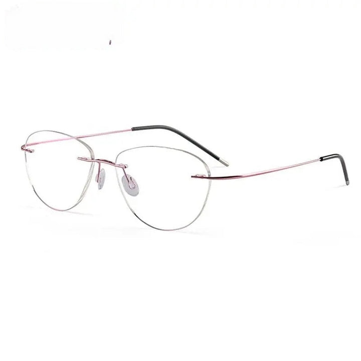 Chashma Ottica Unisex Rimless Triangle Oval Titanium Eyeglasses 003