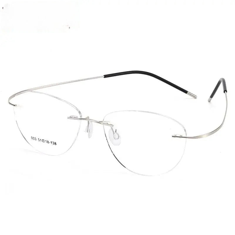 Chashma Ottica Unisex Rimless Triangle Oval Titanium Eyeglasses 003