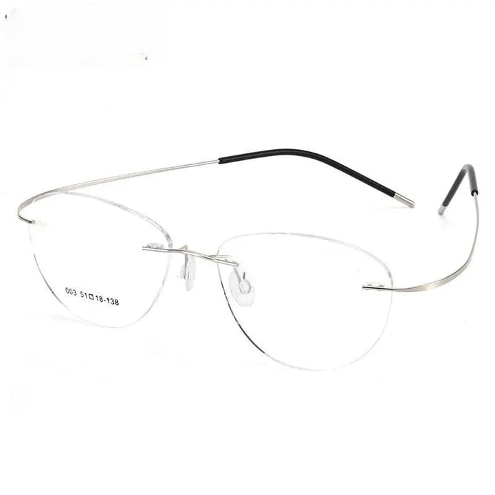 Chashma Ottica Unisex Rimless Triangle Oval Titanium Eyeglasses 003