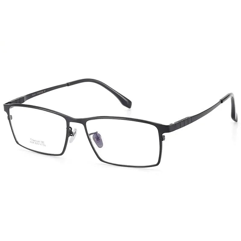 Chashma Ottica Men's Full Rim Square 150 Wide Titanium Eyeglasses 2058 - Black Gray