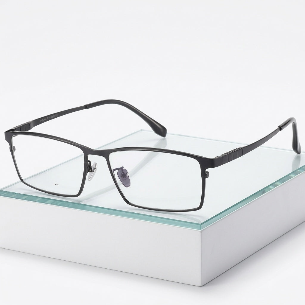 Chashma Ottica Men's Full Rim Square 150 Wide Titanium Eyeglasses 2058 - Cover