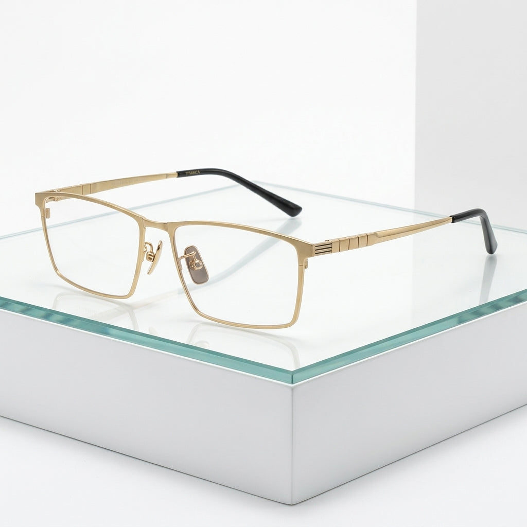 Chashma Ottica Men's Full Rim Square Titanium Eyeglasses Dj066 - Cover