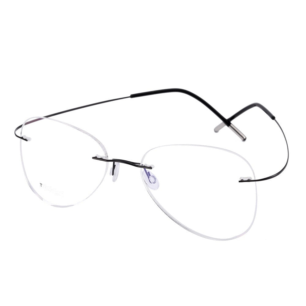 Chashma Ottica Unisex Rimless Irregular Oval Titanium Eyeglasses 20002