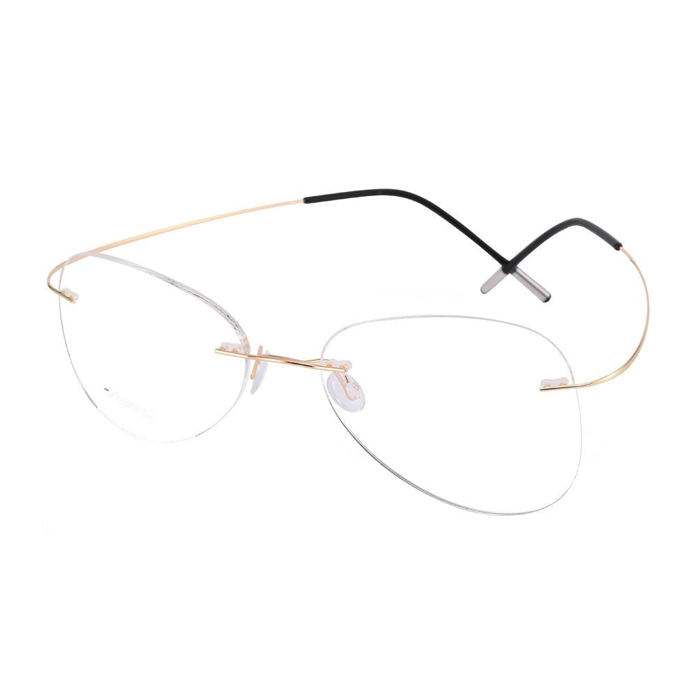 Chashma Ottica Unisex Rimless Irregular Oval Titanium Eyeglasses 20002