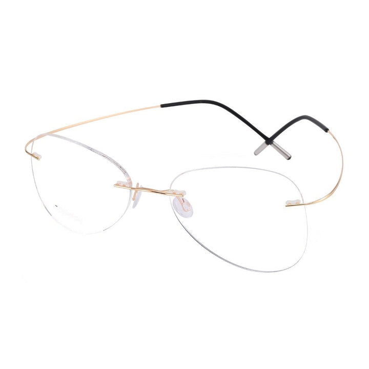 Chashma Ottica Unisex Rimless Irregular Oval Titanium Eyeglasses 20002