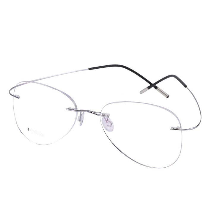 Chashma Ottica Unisex Rimless Irregular Oval Titanium Eyeglasses 20002
