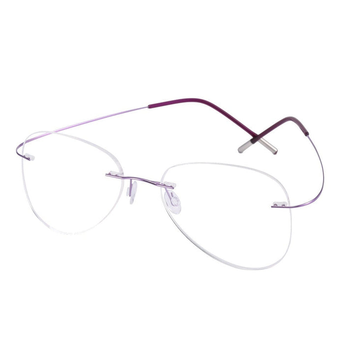 Chashma Ottica Unisex Rimless Irregular Oval Titanium Eyeglasses 20002