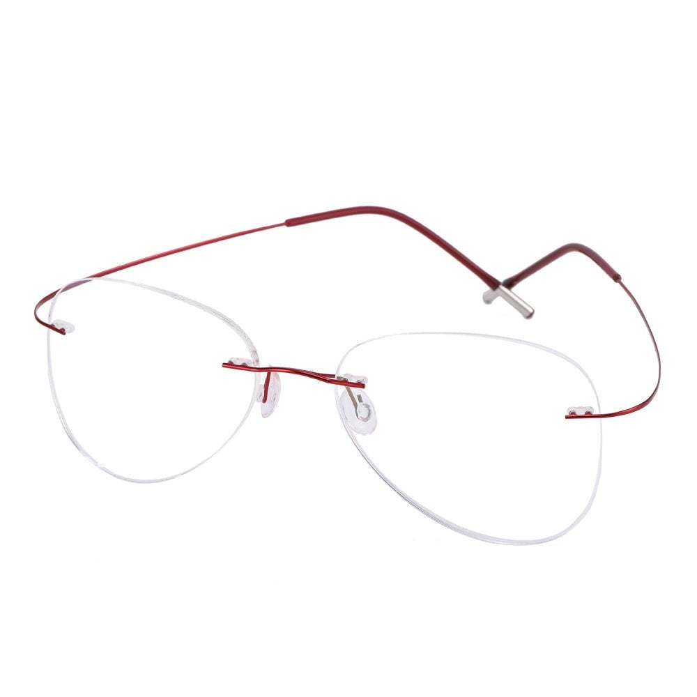 Chashma Ottica Unisex Rimless Irregular Oval Titanium Eyeglasses 20002